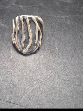 Vintage Sterling Silver Israel Modernist Wavy Puffy Electroform Ring Sz7 READ